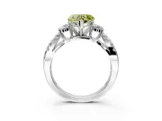 3 Stone Engagement Ring Setting for Fancy Yellow Heart-Shaped Center with Pave Split Shank and Prong Head in Platinum