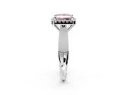 Halo Engagement Ring Setting for Fancy Pink Princess Cut Center with Square Band and Prong Head in Platinum