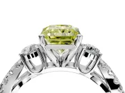 3 Stone Engagement Ring Setting for Fancy Yellow Radiant Cut Center with Pave Split Shank and Prong Head in Sterling Silver