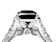 Solitaire Engagement Ring Setting for Fancy Black Princess Cut Center with Pave Cathedral Shoulders and Prong Head in Sterling Silver