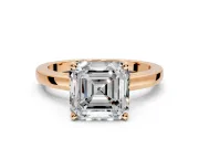 Solitaire Engagement Ring Setting for Asscher Cut Center with Basket Rail and Prong Head in Rose Gold