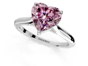 Solitaire Engagement Ring Setting for Fancy Pink Heart-Shaped Center with Narrow Cathedral Band and Prong Head in Platinum