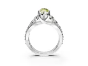 Solitaire Engagement Ring Setting for Fancy Yellow Marquise Center with Graduated Shared Prongs and Prong Head in Sterling Silver