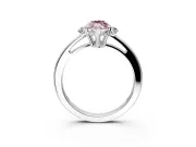 3 Stone Engagement Ring Setting for Fancy Pink Marquise Center with Low-Set Round Cut Accents and Prong Head in Platinum