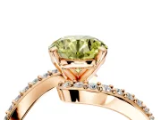 Solitaire Engagement Ring Setting for Fancy Yellow Round Cut Center with Pave Bypass Swirl Band and Prong Head in Rose Gold