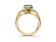 3 Stone Engagement Ring Setting for Fancy Green Asscher Cut Center with Large Pear-Shaped Accents and Prong Head in Yellow Gold