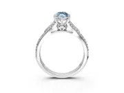Solitaire Engagement Ring Setting for Fancy Blue Marquise Center with Pave Rail Split Shank and Prong Head in Sterling Silver