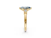 3 Stone Engagement Ring Setting for Fancy Blue Marquise Center with Wide Plain Band and Prong Head in Yellow Gold