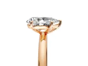 Low-Set Solitaire Engagement Ring Setting for Pear-Shaped Center with Thin Plain Band and Prong Head in Rose Gold