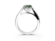 Halo Engagement Ring Setting for Fancy Green Heart-Shaped Center with Full Pave Band and Prong Head in Platinum