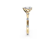 Solitaire Engagement Ring Setting for Pear-Shaped Center with Bezel Station Band and Prong Head in Yellow Gold