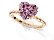 Solitaire Engagement Ring Setting for Fancy Pink Heart-Shaped Center with Plain Twisted Rope Band and Prong Head in Rose Gold