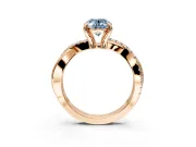 Solitaire Engagement Ring Setting for Fancy Blue Oval Center with Half-Pave Crossover Band and Prong Head in Rose Gold