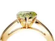 Solitaire Engagement Ring Setting for Fancy Yellow Heart-Shaped Center with Flat-Sided Plain Band and Prong Head in Yellow Gold
