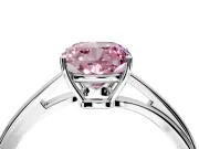 Solitaire Engagement Ring Setting for Fancy Pink Cushion Cut Center with Plain Bypass Twist Band and Prong Head in Sterling Silver