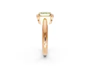 Halo Engagement Ring Setting for Fancy Yellow Asscher Cut Center with Tapered Plain Band and Prong Head in Rose Gold