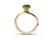 Solitaire Engagement Ring Setting for Fancy Green Round Cut Center with Wide Knife Ridge Band and Prong Head in Yellow Gold