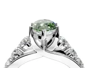 Solitaire Engagement Ring Setting for Fancy Green Marquise Center with Graduated Shared Prongs and Prong Head in Sterling Silver