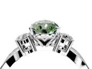 3 Stone Engagement Ring Setting for Fancy Green Pear-Shaped Center with Pave Twist Band and Prong Head in Platinum