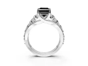 Solitaire Engagement Ring Setting for Fancy Black Princess Cut Center with Graduated Shared Prongs and Prong Head in Sterling Silver