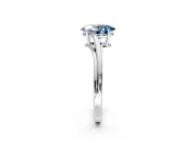 Solitaire Engagement Ring Setting for Fancy Blue Oval Center with Plain Bypass Twist Band and Prong Head in Sterling Silver