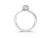 Hidden Halo Engagement Ring Setting for Marquise Center with Wide Flat Plain Band and Prong Head in Sterling Silver