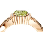 Halo Engagement Ring Setting for Fancy Yellow Cushion Cut Center with Wide Band, Inlaid Accent Row and Prong Head in Rose Gold