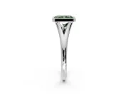 Solitaire Engagement Ring Setting for Fancy Green Radiant Cut Center with V Split Shank and Bezel Head in Platinum