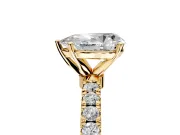Open Basket Engagement Ring Setting for Pear-Shaped Center with Pave Band and Prong Head in Yellow Gold