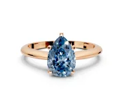 Solitaire Engagement Ring Setting for Fancy Blue Pear-Shaped Center with Knife Ridge Band and Claw Prong Head in Rose Gold