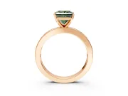 Solitaire Engagement Ring Setting for Fancy Green Princess Cut Center with Channel Baguette Band and Prong Head in Rose Gold