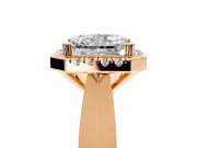 Halo Engagement Ring Setting for Radiant Cut Center with Square Band and Prong Head in Rose Gold