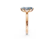 Hidden Halo Engagement Ring Setting for Fancy Blue Marquise Center with Thin Rounded Band and Prong Head in Rose Gold