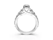 Solitaire Engagement Ring Setting for Emerald Cut Center with Graduated Shared Prongs and Prong Head in Sterling Silver