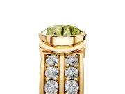 Bezel Engagement Ring Setting for Fancy Yellow Round Cut Center with Wide Channel-Set Band and Bezel Head in Yellow Gold