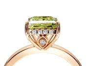 Solitaire Engagement Ring Setting for Fancy Yellow Princess Cut Center with Fine Wire Band and Prong Head in Rose Gold