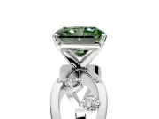 Solitaire Engagement Ring Setting for Fancy Green Radiant Cut Center with Criss-Cross Accent Band and Prong Head in White Gold