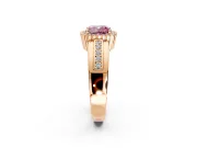 Halo Engagement Ring Setting for Fancy Pink Cushion Cut Center with Wide Band, Inlaid Accent Row and Prong Head in Rose Gold