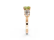Cluster Engagement Ring Setting for Fancy Yellow Cushion Cut Center with 2-Row Shoulder Clusters and Prong Head in Rose Gold