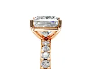 Solitaire Engagement Ring Setting for Princess Cut Center with Round Cut Pave Band and Prong Head in Rose Gold