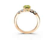 5 Stone Engagement Ring Setting for Fancy Yellow Radiant Cut Center with Plain Band and Prong Head in Rose Gold