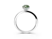 Solitaire Engagement Ring Setting for Fancy Green Pear-Shaped Center with Thin Rounded Plain Band and Prong Head in Sterling Silver