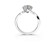 Solitaire Engagement Ring Setting for Round Cut Center with Plain Split Shank and Prong Head in Platinum