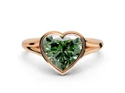 Solitaire Engagement Ring Setting for Fancy Green Heart-Shaped Center with V Split Shank and Bezel Head in Rose Gold