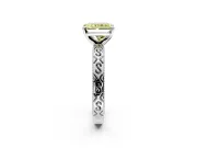 Solitaire Engagement Ring Setting for Fancy Yellow Radiant Cut Center with Scrollwork Band and Prong Head in White Gold