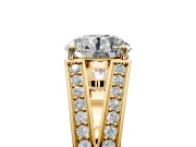 Split Shank Engagement Ring Setting for Round Cut Center with Pave Split Shank and Prong Head in Yellow Gold