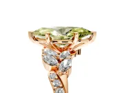 Solitaire Engagement Ring Setting for Fancy Yellow Marquise Center with Marquise Accent Twist Band and Prong Head in Rose Gold