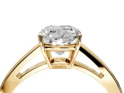 Solitaire Engagement Ring Setting for Cushion Cut Center with Open Cathedral Shoulders and Prong Head in Yellow Gold