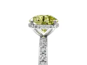 Hidden Halo Engagement Ring Setting for Fancy Yellow Round Cut Center with Pave Band and Prong Head in White Gold