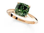 Solitaire Engagement Ring Setting for Fancy Green Cushion Cut Center with Knife Ridge Band and Claw Prong Head in Rose Gold